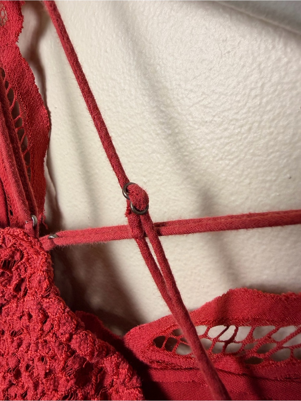 Free People Adella Slip Dress Dark Cherry Red Sz M Lace Boho Babydoll Mini Dress - Picture 9 of 9